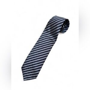 Armani Silk Tie , Dark blue and Silver Striped